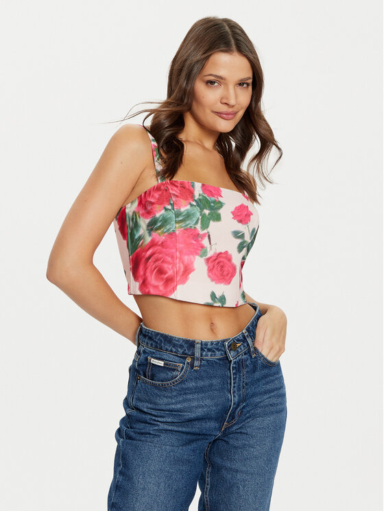 Guess Top W5RH26 WGLO2 Farebná Regular Fit