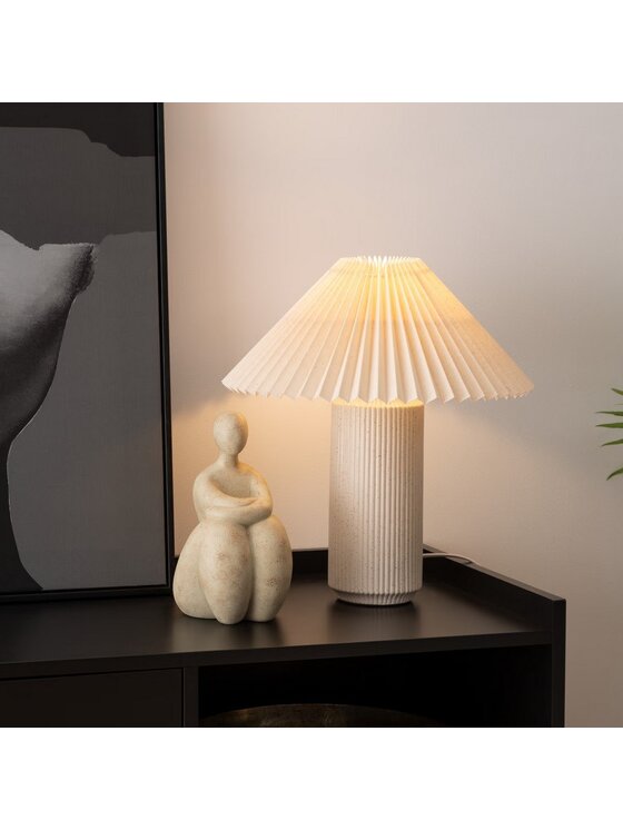 MIAhome MIAhome Lampa stołowa porcelanowa beżowa 38 cm Beżowy