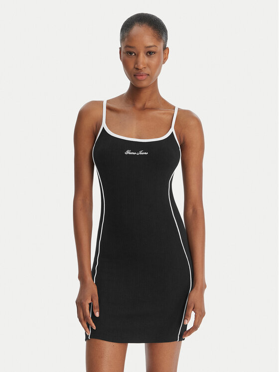 Guess Jeans Rochie de zi W6GKY1 KF641 Negru Slim Fit