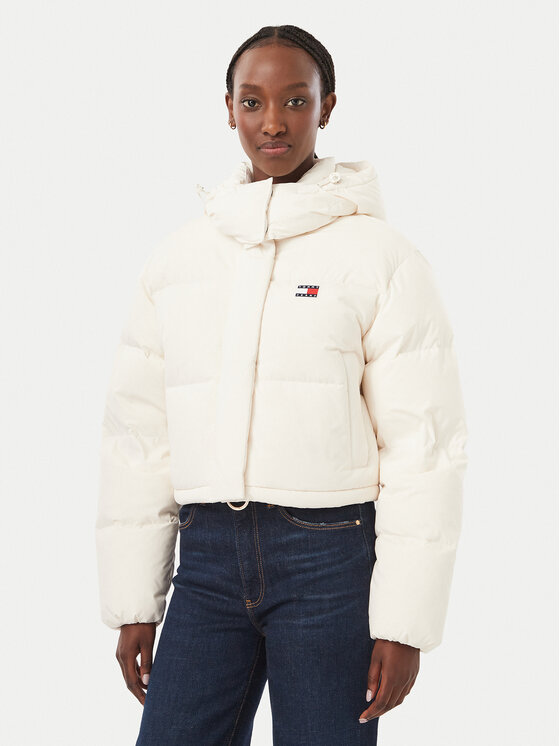 Tommy Jeans Tommy Jeans Пухено яке Alaska DW0DW18609 Бял Cropped Fit