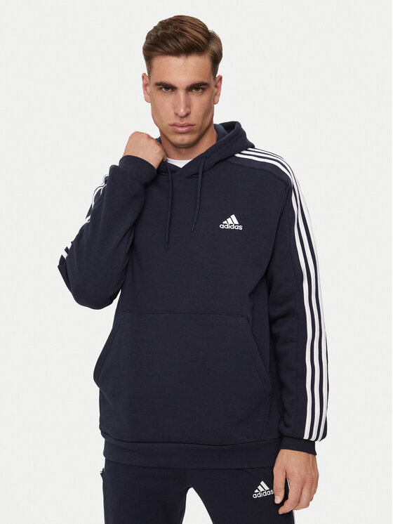 adidas Džemperis ar kapuci Essentials Fleece 3-Stripes IJ6473 Tumši zils Regular Fit