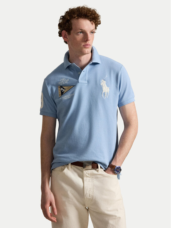 Polo Ralph Lauren Tricou polo 710B21921002 Albastru deschis Custom Slim Fit