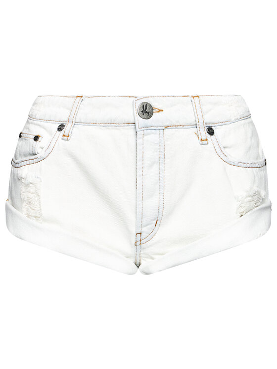 One Teaspoon One Teaspoon Pantaloni scurți de blugi Brando Bandits 23215 Alb Relaxed Fit