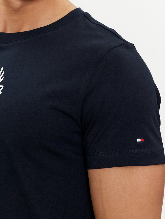 Tommy Hilfiger Tommy Hilfiger T-Shirt Global Stripe MW0MW34388 Granatowy Regular Fit