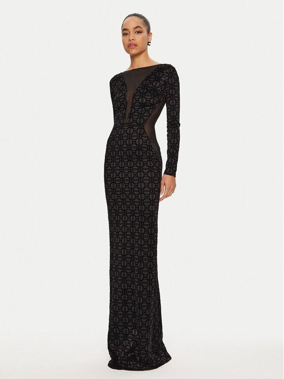 Elisabetta Franchi Večerné šaty AB-737-47E2 Čierna Slim Fit