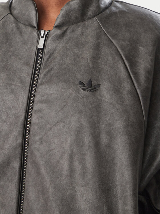 adidas adidas Jacke aus Kunstleder Sst Cropped KT4240 Dunkelgrau Regular Fit