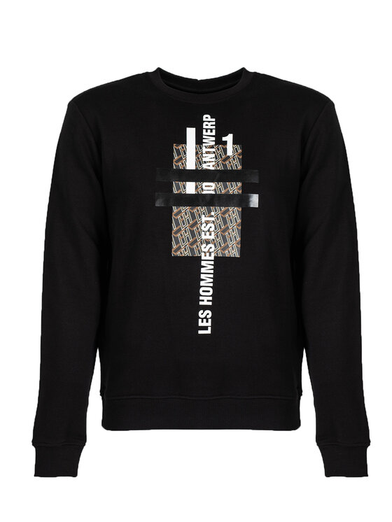 Les Hommes Les Hommes Μπλούζα LLH421-758P | Round Neck Sweater Μαύρο Regular Fit