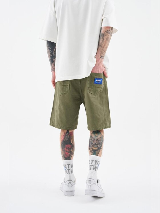 MyStars MyStars Szorty jeansowe Krótkie Spodenki Jeansowe Męskie Oliwkowe MyStars Washing Basic 29 Zielony Regular Fit