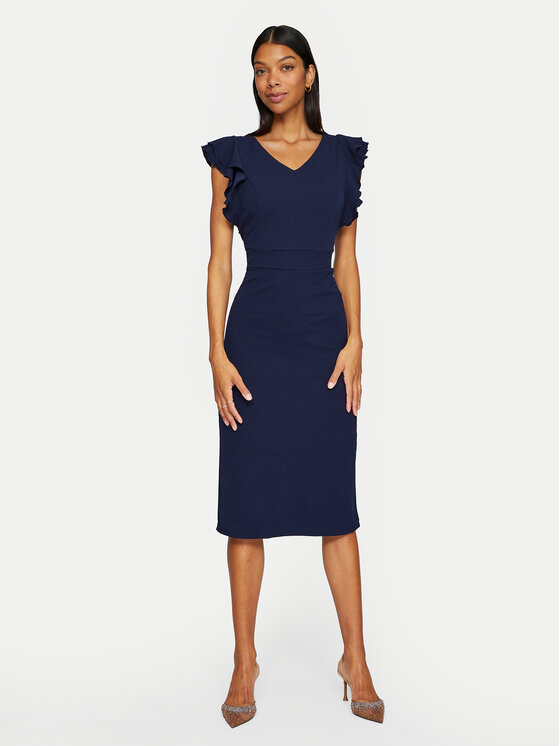 Vila Vila Sukienka koktajlowa Clara 14100344 Granatowy Slim Fit