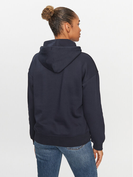 Gant Gant Pulóver Rel Logo Hoodie 4200726 Sötétkék Relaxed Fit