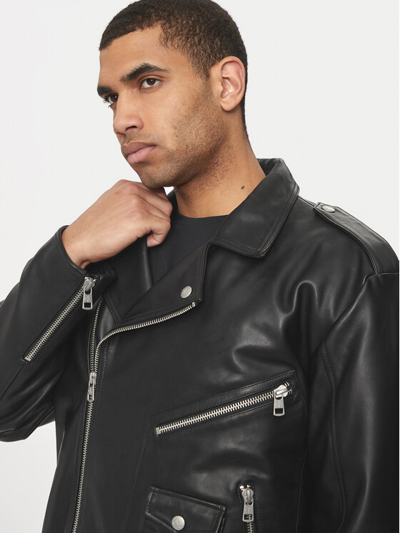 Calvin Klein Jeans Calvin Klein Jeans Μπουφάν δερμάτινο J30J325600 Μαύρο Regular Fit