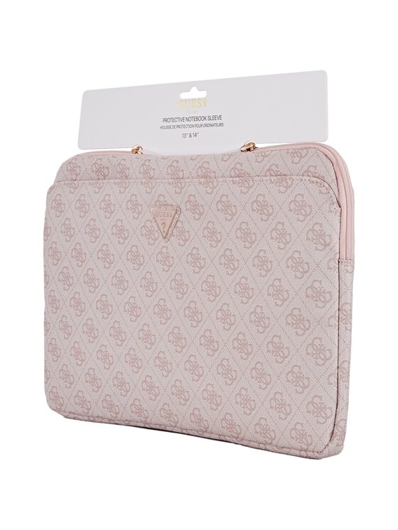 Guess Guess Torba na laptopa Sleeve 14" 4G Zipper Pocket Triangle Logo Różowy
