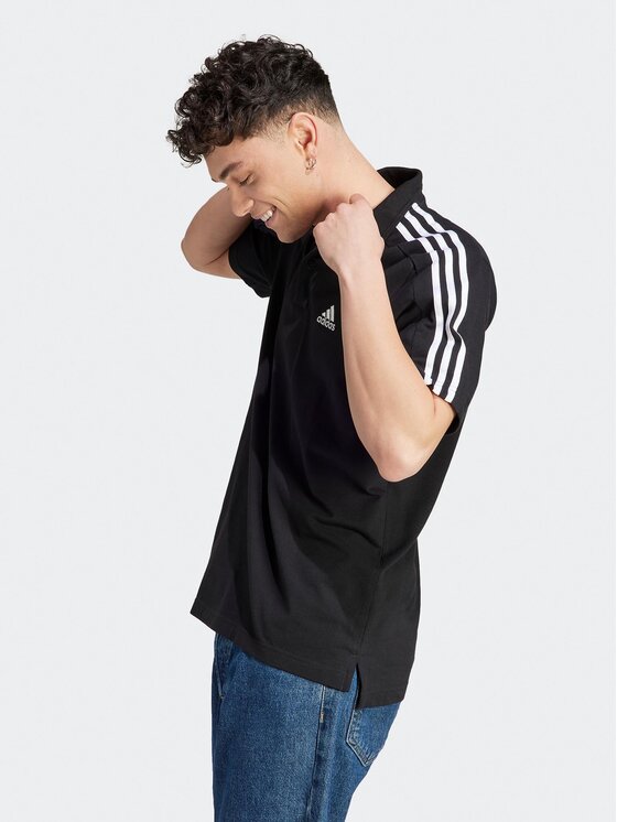 adidas adidas Polo majica Essentials Piqué Embroidered Small Logo 3-Stripes Polo Shirt IC9310 Črna Regular Fit
