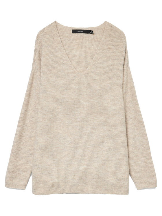 Vero Moda Vero Moda Džemper Crewlefile 10233357 Bež Loose Fit