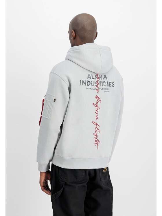 Alpha Industries Alpha Industries Bluza Signature Backprint Hoodie Szary Regular Fit