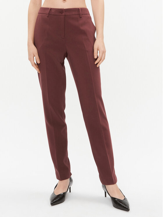 DKNY Hlače Iz Tkanine UG3PX312 Bordo Rdeča Regular Fit