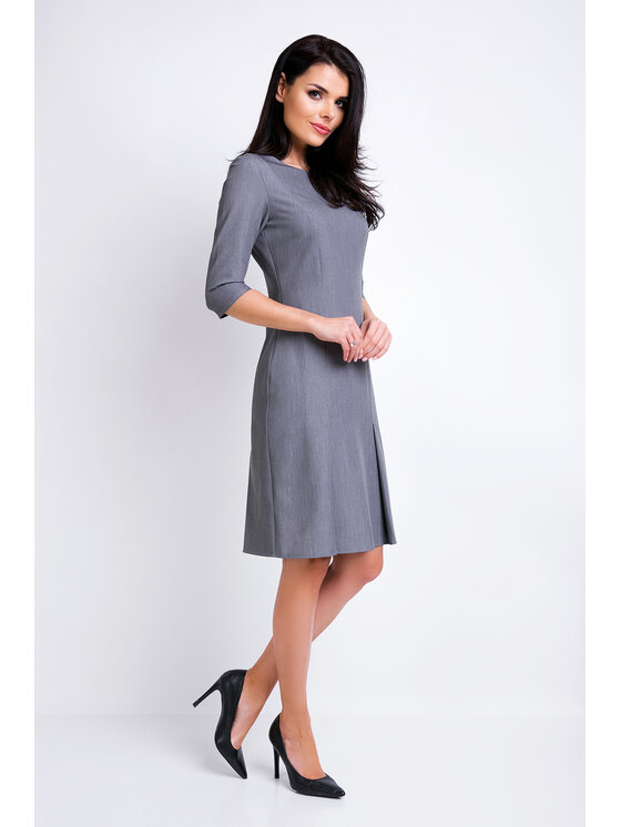 Awama Awama Sukienka codzienna A158 Szary Basic Fit