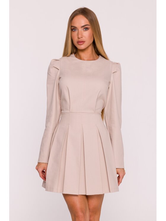 Made of Emotion Made of Emotion Sukienka koktajlowa M884 Beżowy Modern Fit