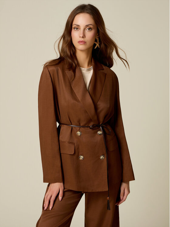 Oltre Oltre Marynarka R000J000302N032 Brązowy Regular Fit