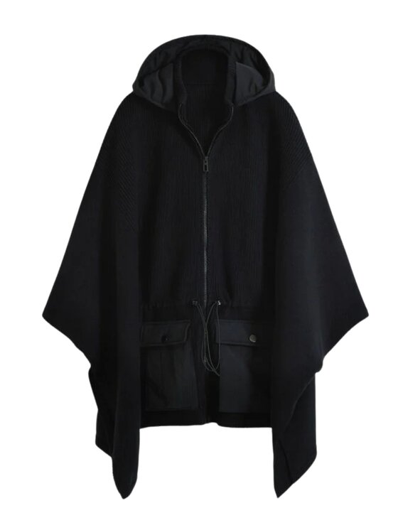Desigual Desigual Πόντσο PONCHO_MIX ALDAMA MY Μαύρο Regular Fit