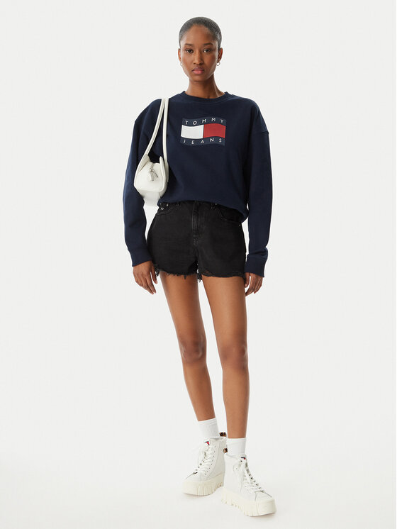 Tommy Jeans Tommy Jeans Mikina Wavy Flag DW0DW22742 Tmavomodrá Boxy Fit