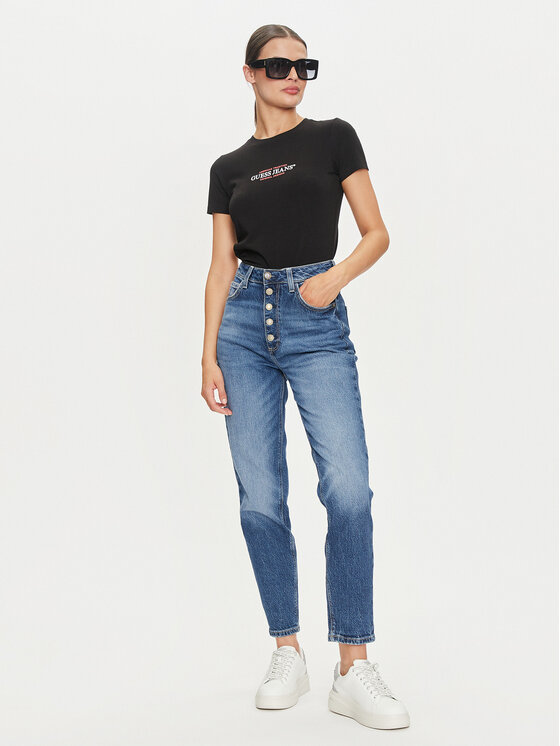 Guess Jeans Guess Jeans Marškinėliai W4YI03 J1314 Juoda Slim Fit