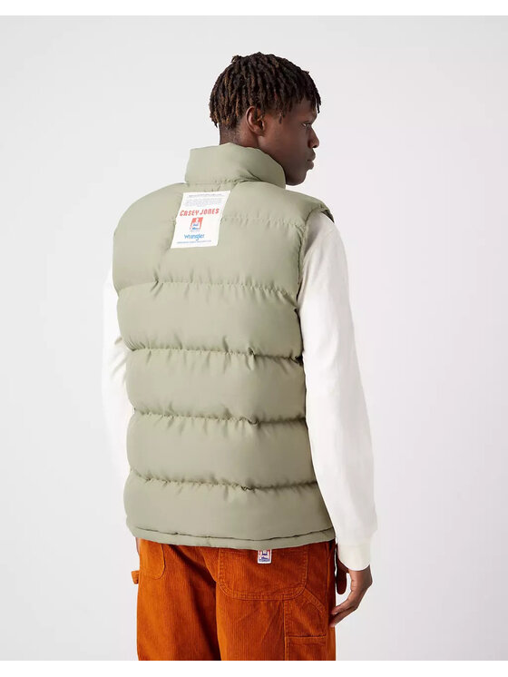Wrangler Wrangler Kamizelka PUFFER VEST CASEY JONES Zielony Regular Fit