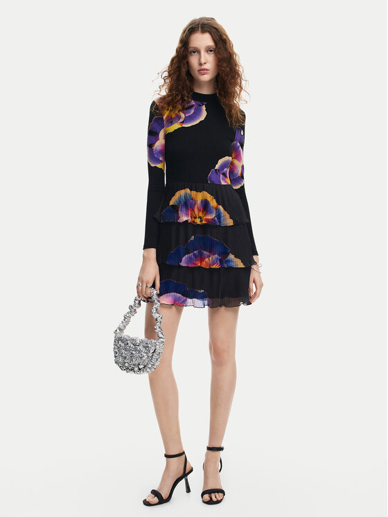 Desigual Desigual Kleid für den Alltag Pansee Lacroix 24WWVK34 Schwarz Regular Fit