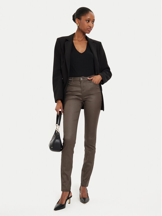 Morgan Morgan Spodnie materiałowe 212-PALONA Brązowy Slim Fit