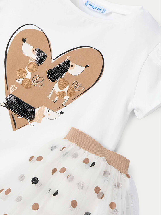 Mayoral Mayoral Completo T-shirt e gonna 3946 Écru Regular Fit