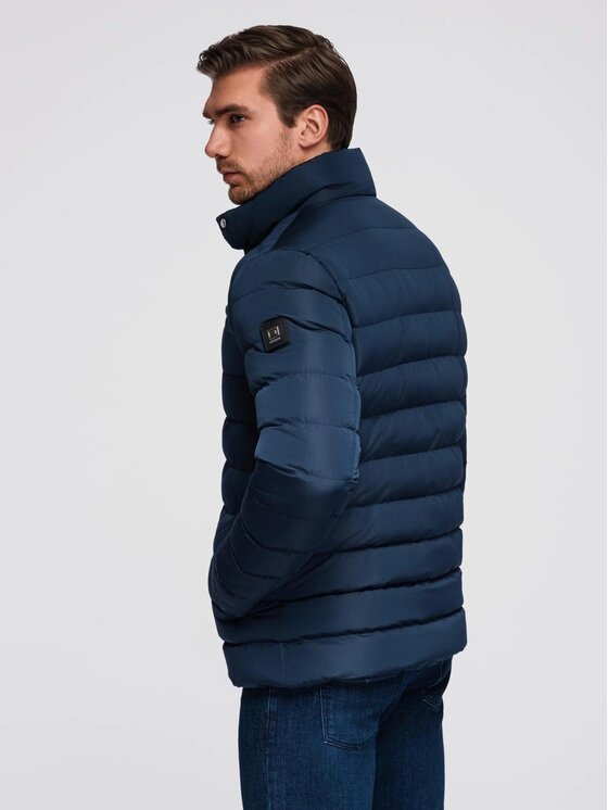 Ombre Ombre Kurtka przejściowa OM-JALP-0260 Granatowy Regular Fit