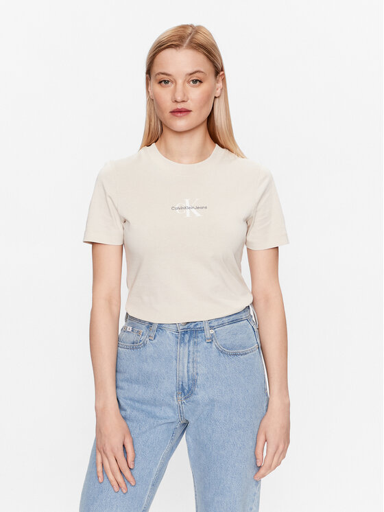 Calvin Klein Jeans Tricou J20J221426 Bej Regular Fit