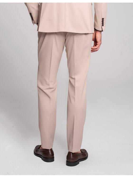 Borgio Borgio Spodnie garniturowe lido_02_bz Beżowy Slim Fit