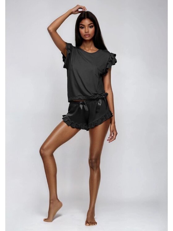 DKaren Lingerie DKaren Lingerie Piżama Lulu Czarny Classic Fit