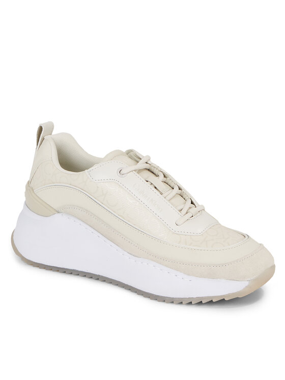 Calvin Klein Calvin Klein Tenisice Intern Wedge Lace Up - Epi Mono HW0HW01663 Écru