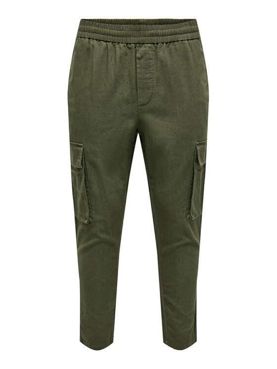 Only & Sons Bavlnené nohavice 22024998 Zelená Tapered Fit