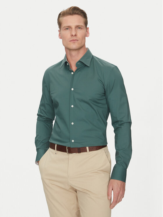 BOSS Camicia Hank 50532804 Verde Slim Fit, taglia : 43