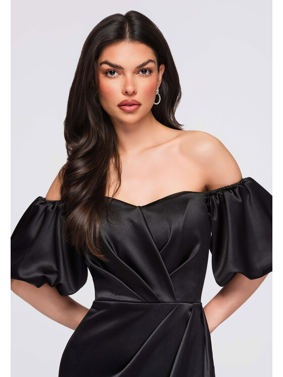 Ombre Ombre Sukienka wieczorowa LA-OM-DLR270 Czarny Regular Fit