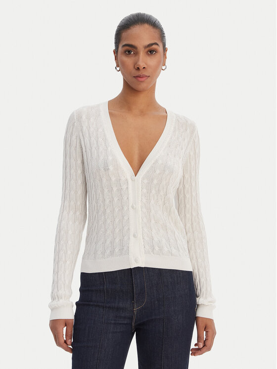 Fracomina Fracomina Kardiganas FR26ST8023K547R9 Écru Regular Fit