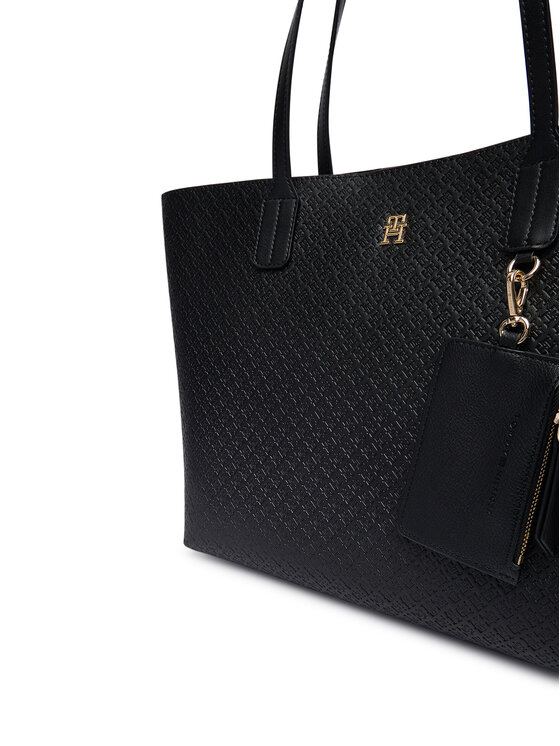 Tommy Hilfiger Tommy Hilfiger Torebka Th Icon Tote Mono AW0AW19004 Czarny