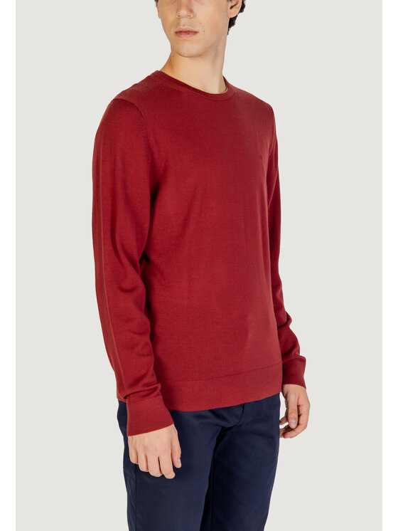 Calvin Klein Calvin Klein Sweter MERINO RWS CREW NECK Bordowy Regular Fit