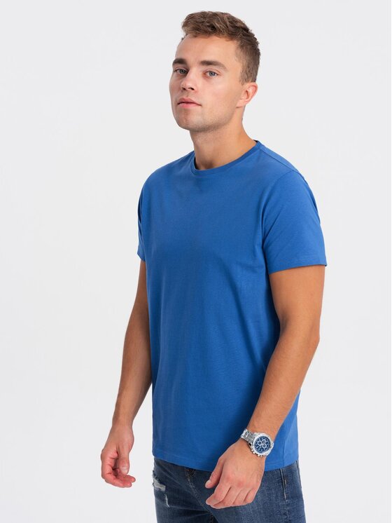Ombre Ombre T-Shirt OM-TSBS-0146 Niebieski Regular Fit