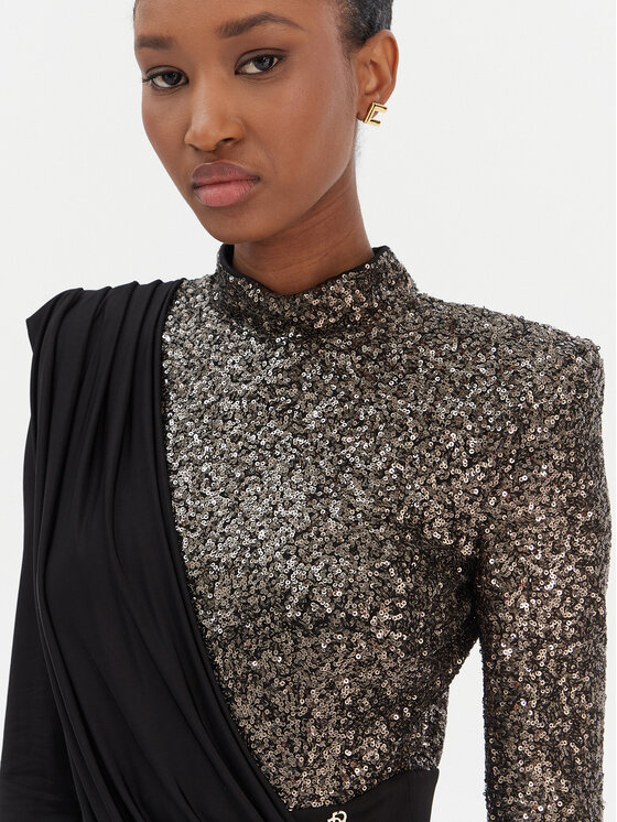 Babylon Babylon Večerna obleka T_S00823 Črna Slim Fit