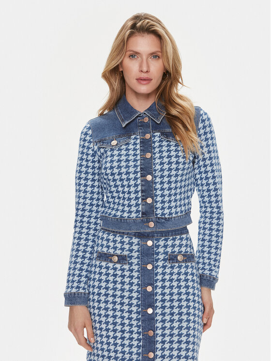 Női Farmer kabát Guess, Méret: L, Kék, Tweed W4RN55 D59L1