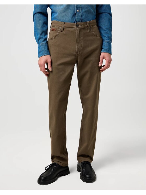 Wrangler Wrangler Spodnie materiałowe TEXAS Brązowy Straight Fit