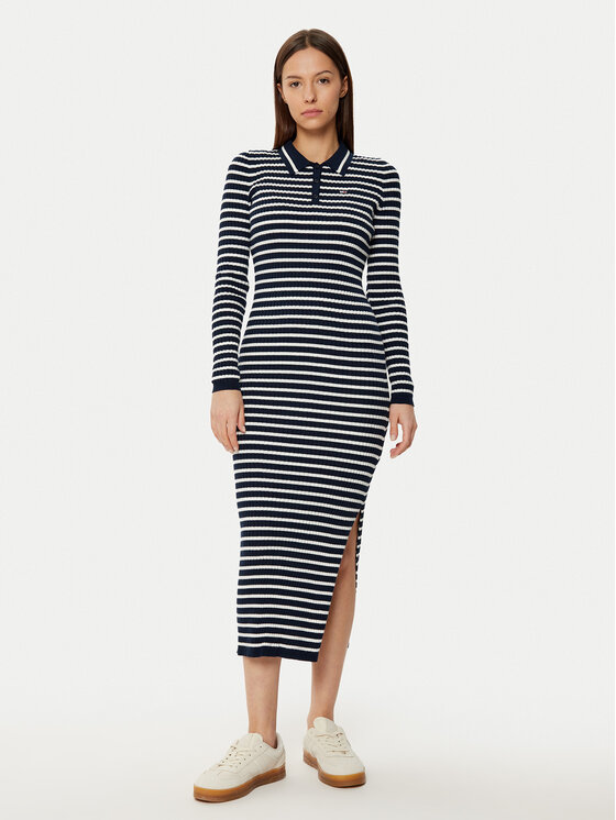 Tommy Jeans Tommy Jeans Strickkleid DW0DW19476 Dunkelblau Slim Fit