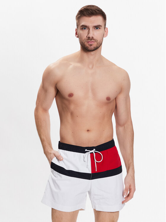 Tommy Hilfiger Tommy Hilfiger Ujumisšortsid UM0UM02744 Valge Regular Fit