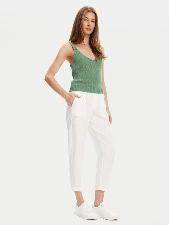 United Colors Of Benetton United Colors Of Benetton Hlače iz tkanine 4AGH558X5 Écru Straight Fit