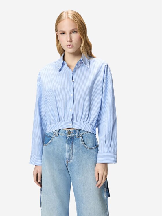 PINKO PINKO Πουκάμισο CHARITA CAMICIA BASTONETTO CON Γαλάζιο Regular Fit