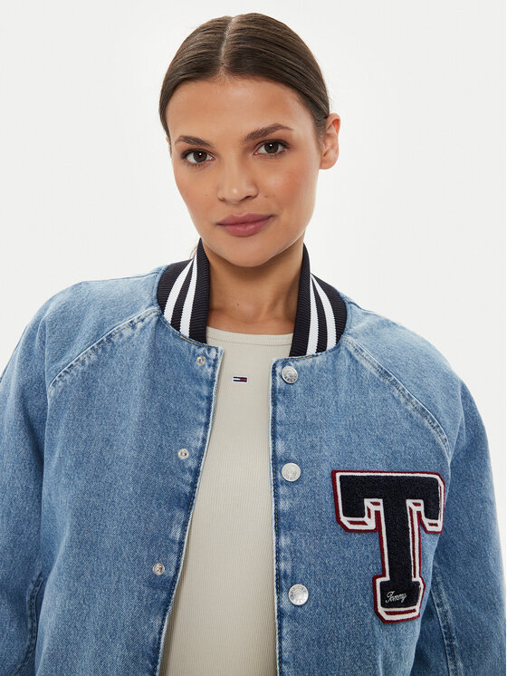 Tommy Jeans Tommy Jeans Jeans jakna Letterman DW0DW18202 Modra Oversize